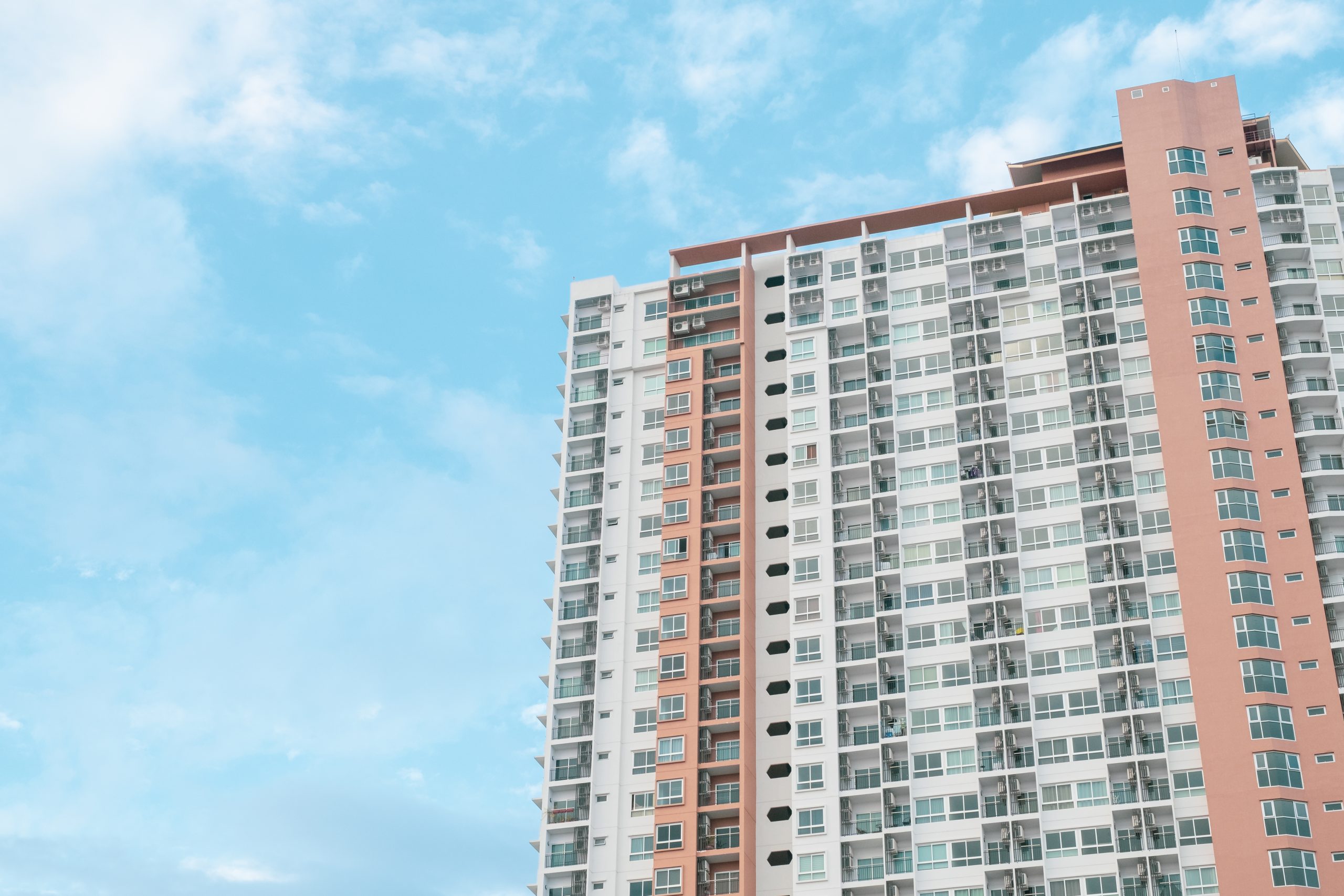 High Condominium with blue sky background